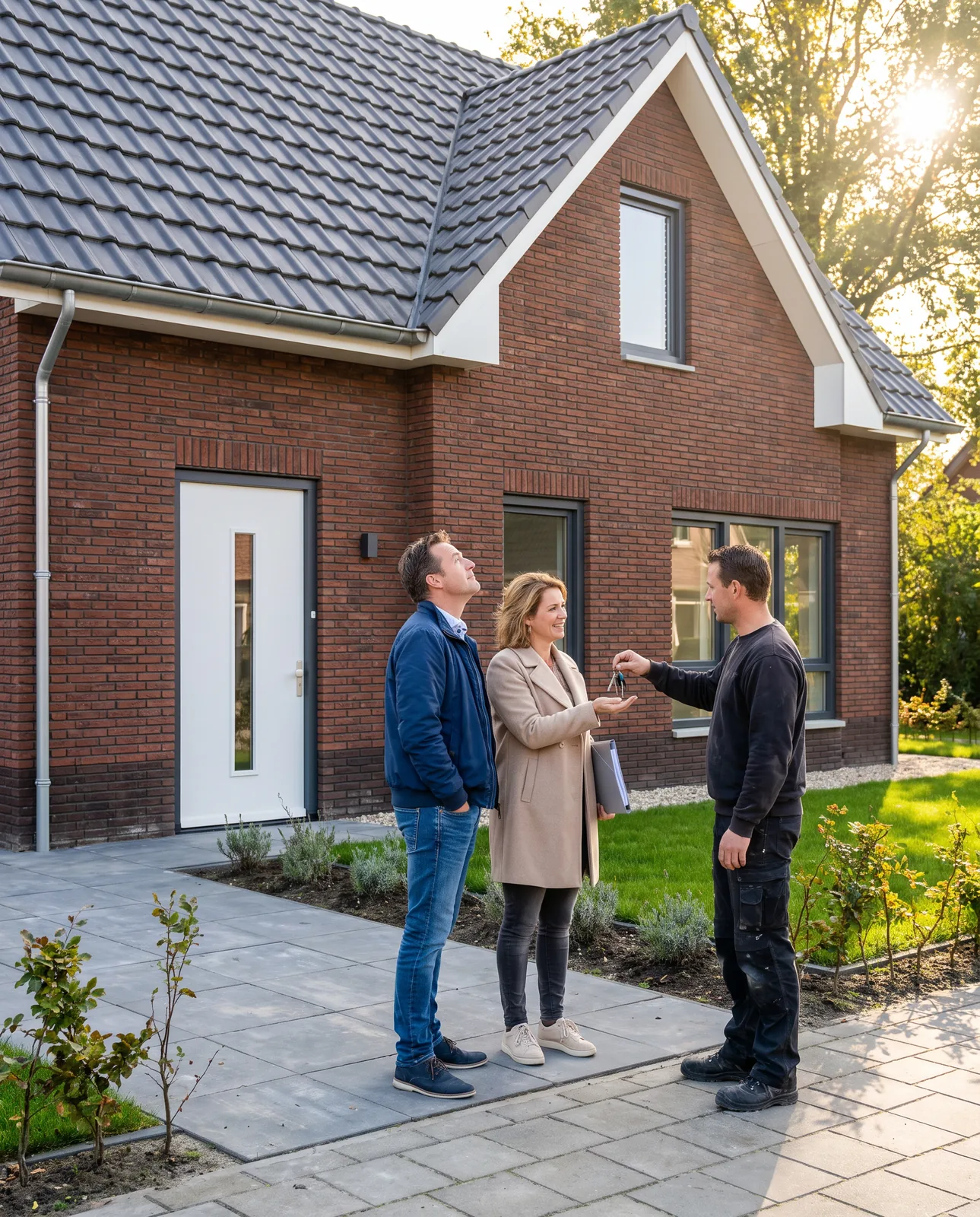 De nieuwe bewoners krijgen bij de oplevering de sleutel van hun nieuwe huis